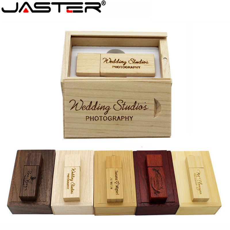 Photography Of Memories - JASTER カスタムロゴ入り写真撮影用ウェディングギフト USBフラッシュドライブ 128GB 木製 64GB