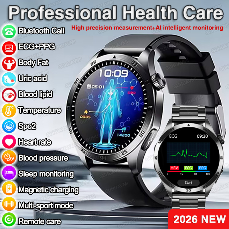 Intervalometer Timer - 2026年新型ECG+PPGスマートウォッチ メンズ 血圧・尿酸・脂質測定 スマートウォッチ Bluetooth通話 体組成分析