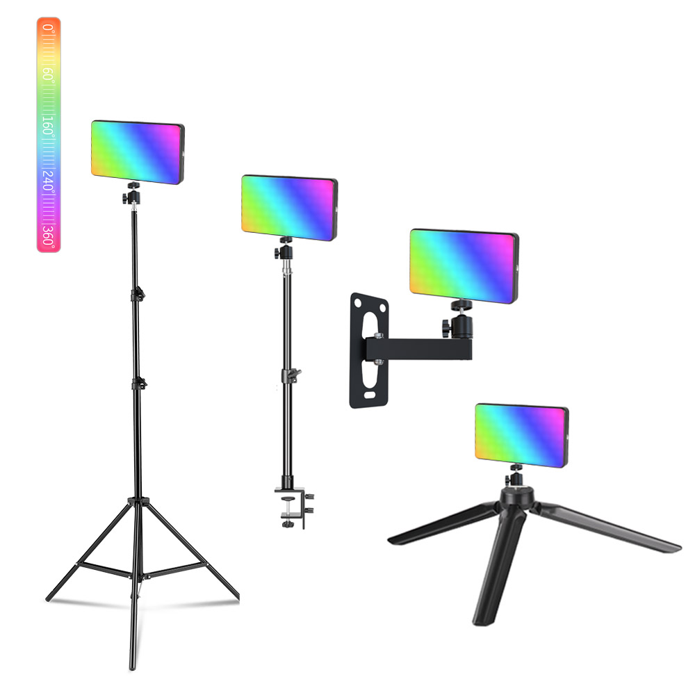 Photography Umbrella Lights - SH-W140 RGB LEDビデオライト,調光可能なポケットパネル,写真撮影用カメラライト,0〜360 °,フルカラー,2500〜9000K, 8W, 3100mAh