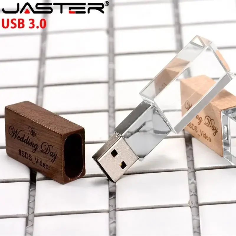 Photography Of Memories - JASTER ウェディング写真撮影 カスタムロゴ 木製クリスタル 木製USB 3.0フラッシュドライブ