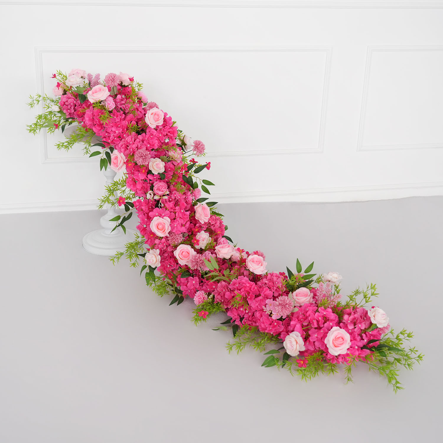 Photography Graduation - Uflower 1 メートル/2 メートルピンクローズアジサイフラワーロウランナー造花結婚式の背景の装飾花パーティー小道具ウィンドウディスプレイ