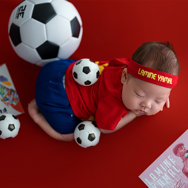 Photography Outfits - 2026 サッカーカップテーマベビーボーイズサッカージャージとヘッドウェアサッカースポーツユニフォーム新生児写真撮影衣装サッカー小道具