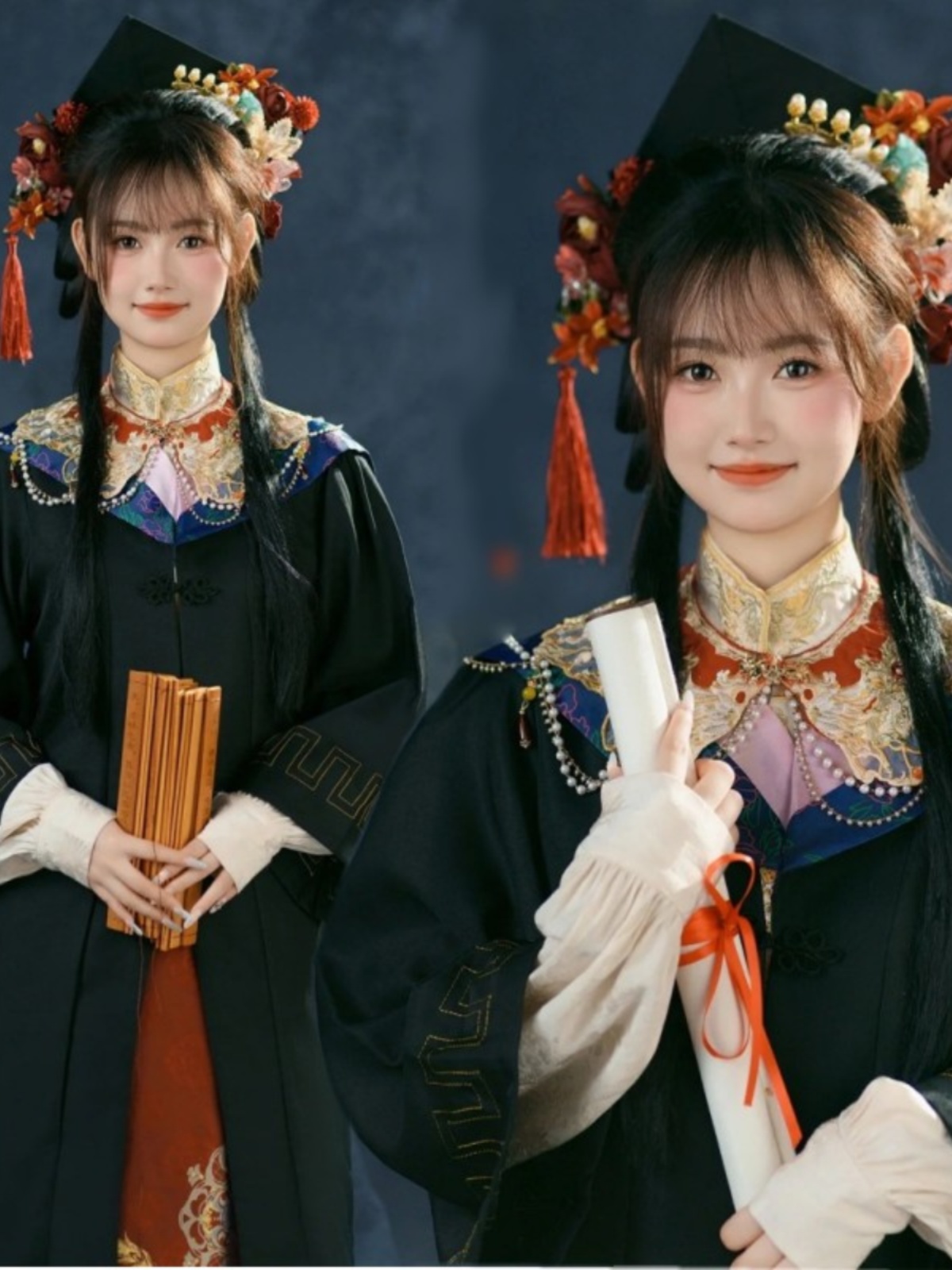 Photography Graduation - 新中華風スタジオ写真撮影 明代漢服 女性用卒業式ガウン マフェイススカート付き ナショナルトレンドファッション