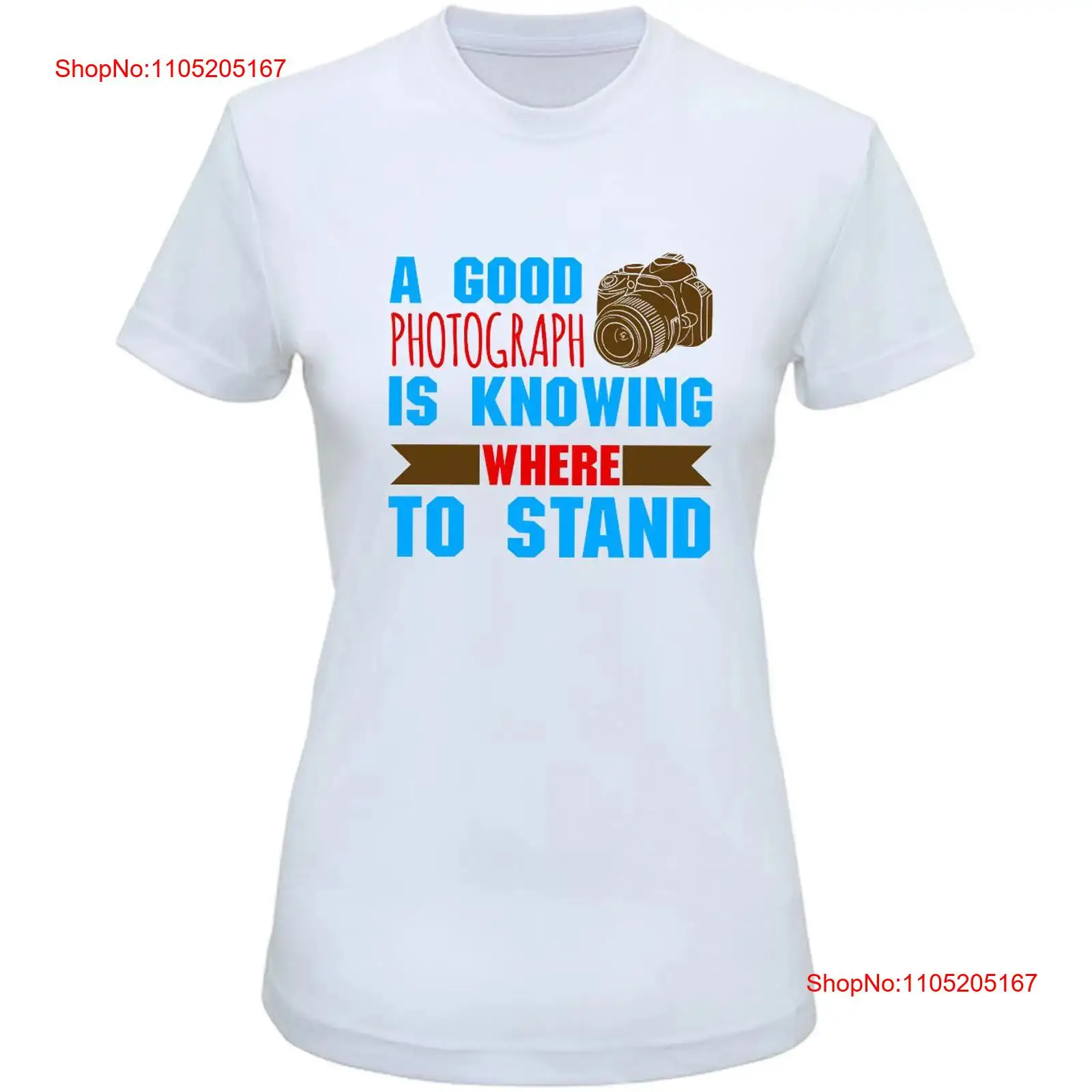 良い写真はどこから撮るかを知ることです レディース Tシャツ - Photography Quotes Short のレビューと価格