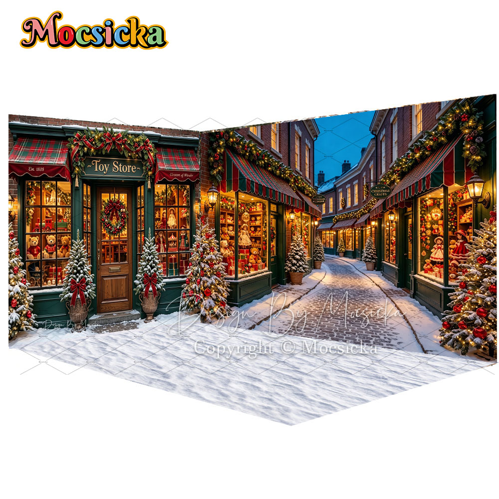 モシッカ クリスマスおもちゃ店 街角の背景幕 写真撮影 雪の - Photography Urban のレビューと価格