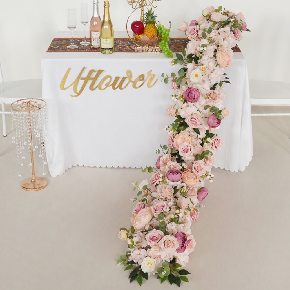 Uflower 200cm ピンクローズアジサイ造花列 ウェ - Photography Graduation のレビューと価格