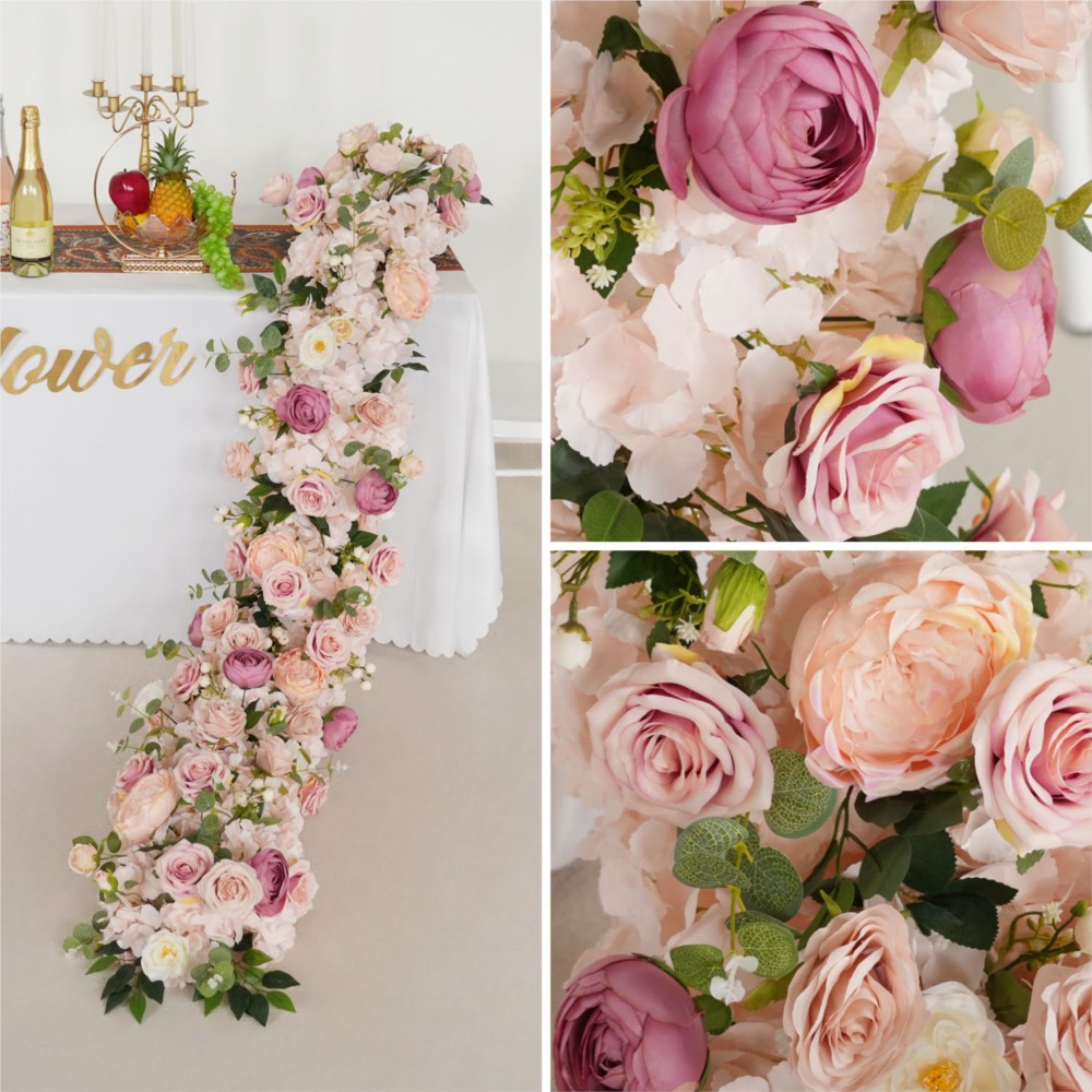 Uflower 200cm ピンクローズアジサイ造花列 ウェ - Photography Graduation のレビューと価格