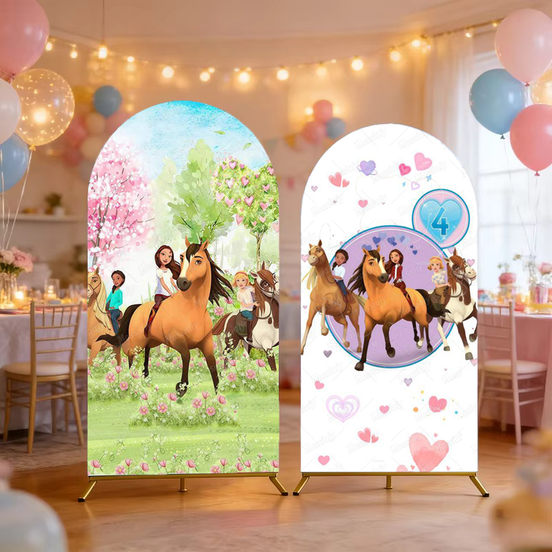 漫画スピリットライドベビー誕生日アーチ背景馬花テーマ写真撮影 - Photography Term のレビューと価格