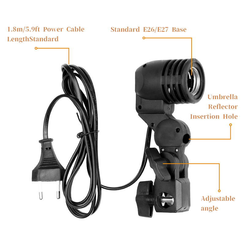 1.8mケーブル電球ホルダー,e26/e27電球ホルダー付き - Photography Umbrella Lights のレビューと価格