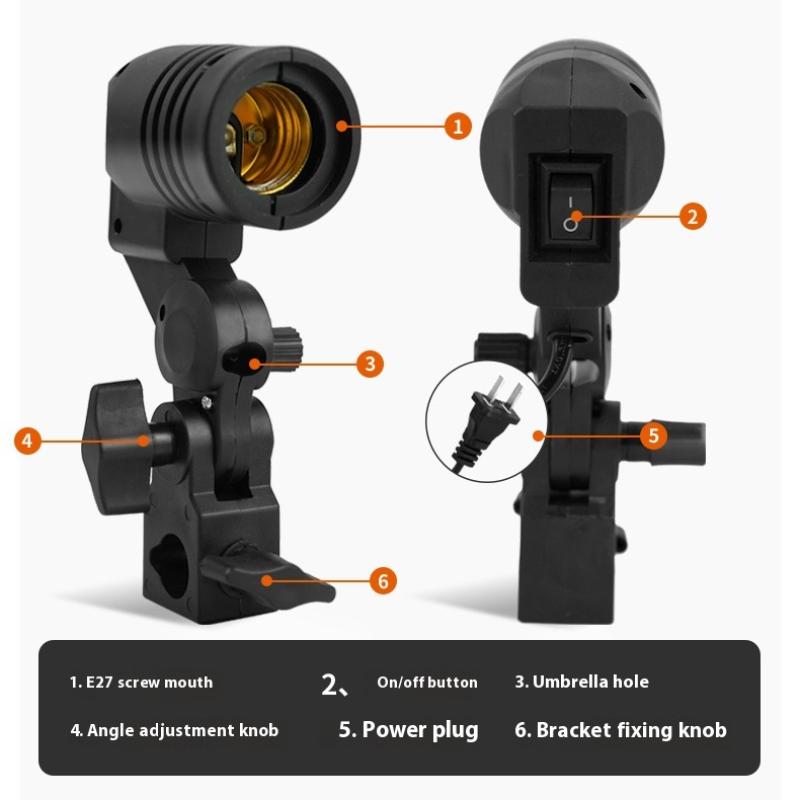 黒 1.8 メートルケーブルコード E27 ソケットソフトボ - Photography Umbrella Lights のレビューと価格