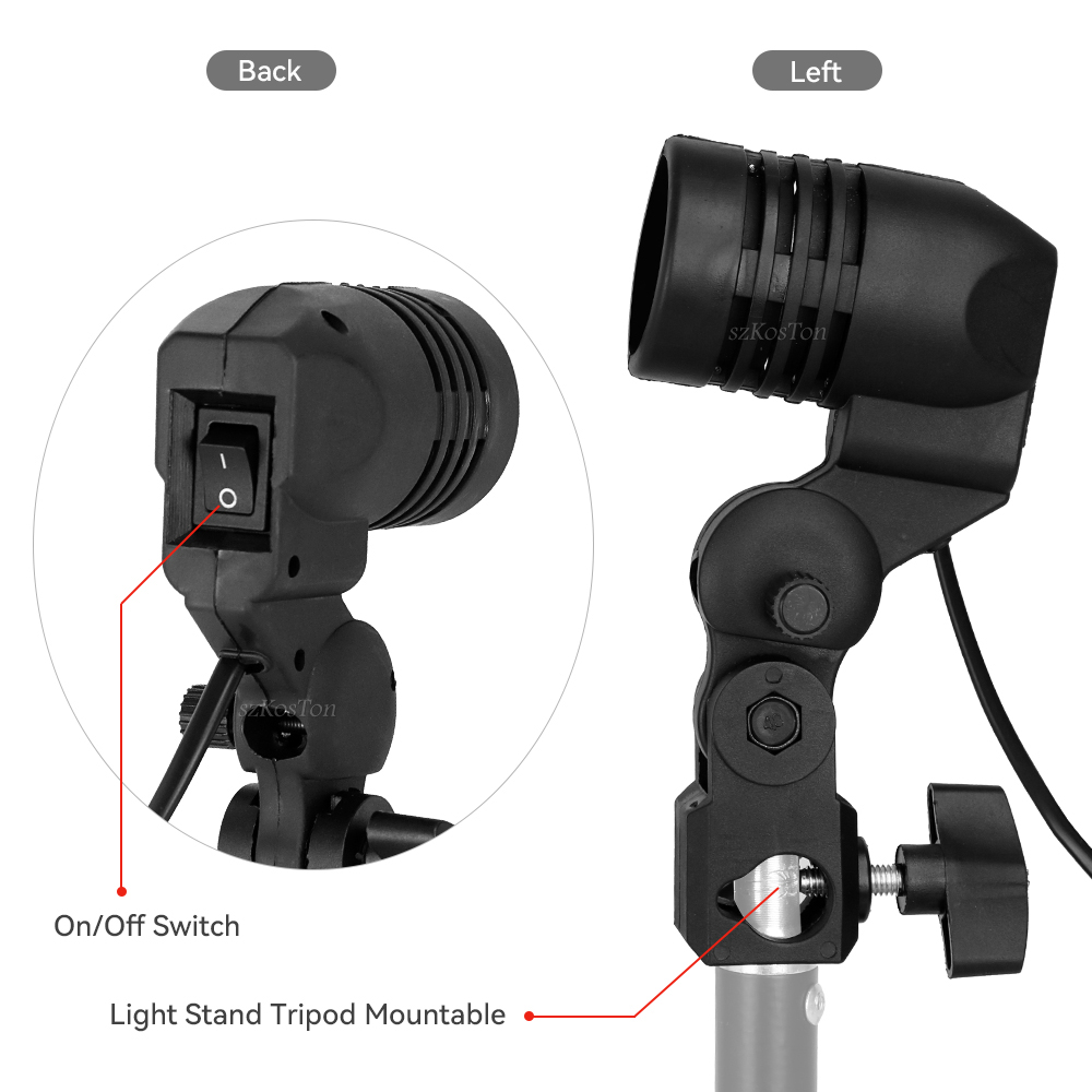 シングルヘッド電球ホルダー E27 ソケットフラッシュ傘ブラ - Photography Umbrella Lights のレビューと価格