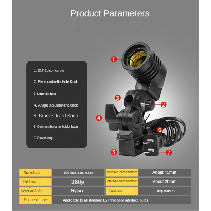 ライトランプフォトスタジオ E27 AC ソケット写真撮影  - Photography Umbrella Lights のレビューと価格