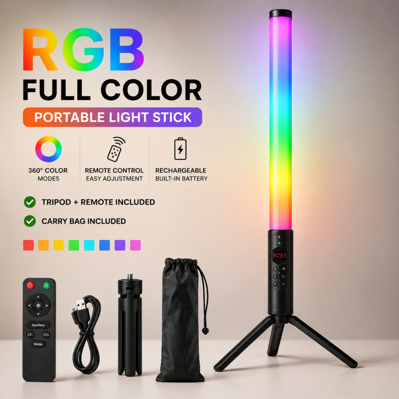 RGBハンドヘルドビデオライトワンド、写真撮影、Vlog、ラ - Photography Umbrella Lights のレビューと価格