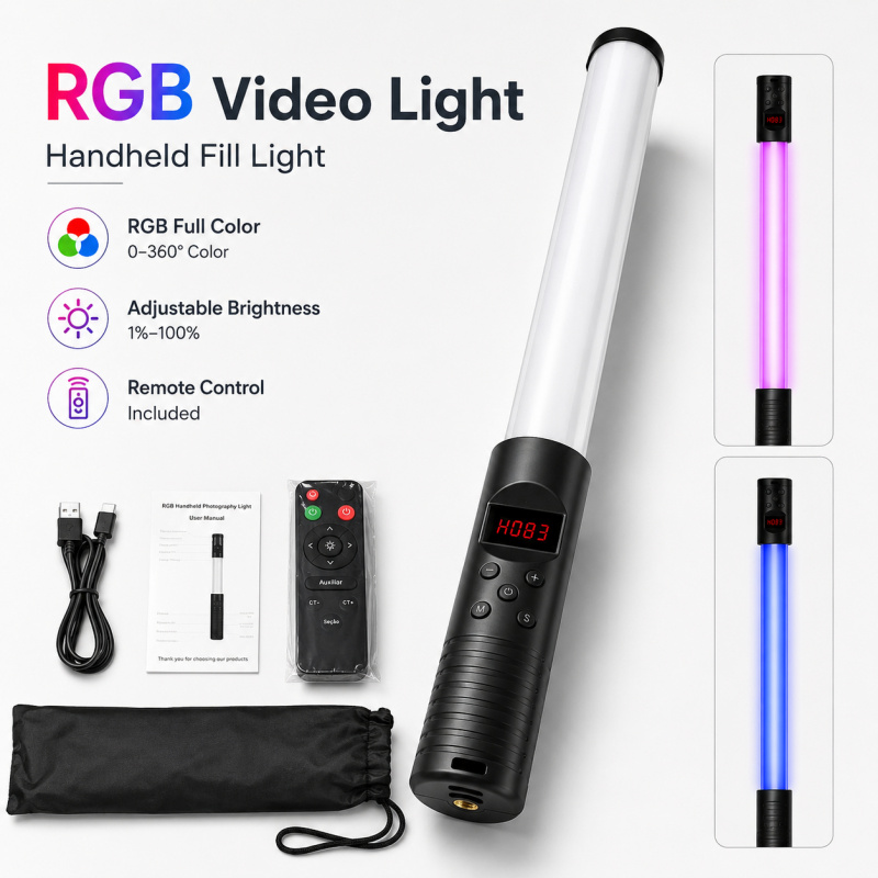 RGBハンドヘルドビデオライトワンド、写真撮影、Vlog、ラ - Photography Umbrella Lights のレビューと価格