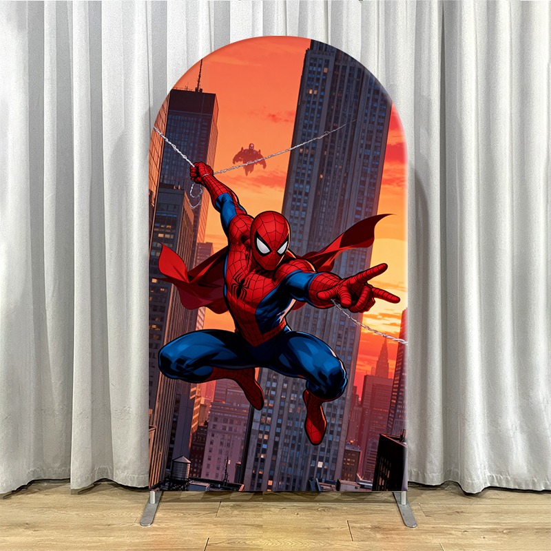 単層マーベルアーチ型背景幕カバー、非伸縮性スパイダーマンをテ - Photography Urban のレビューと価格
