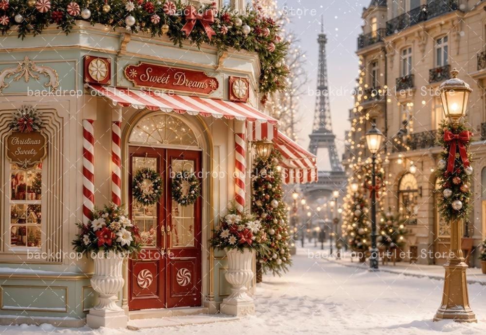 メホフォンド写真撮影用背景 冬のクリスマスストア 雪の降る街 - Photography Urban のレビューと価格