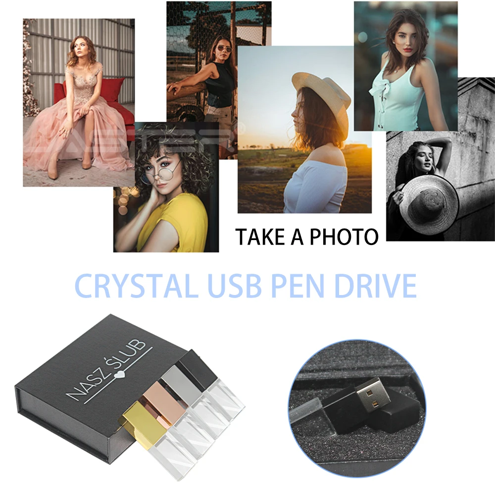 10 個ロットクリスタル USB フラッシュドライブ 128 - Photography Of Memories のレビューと価格
