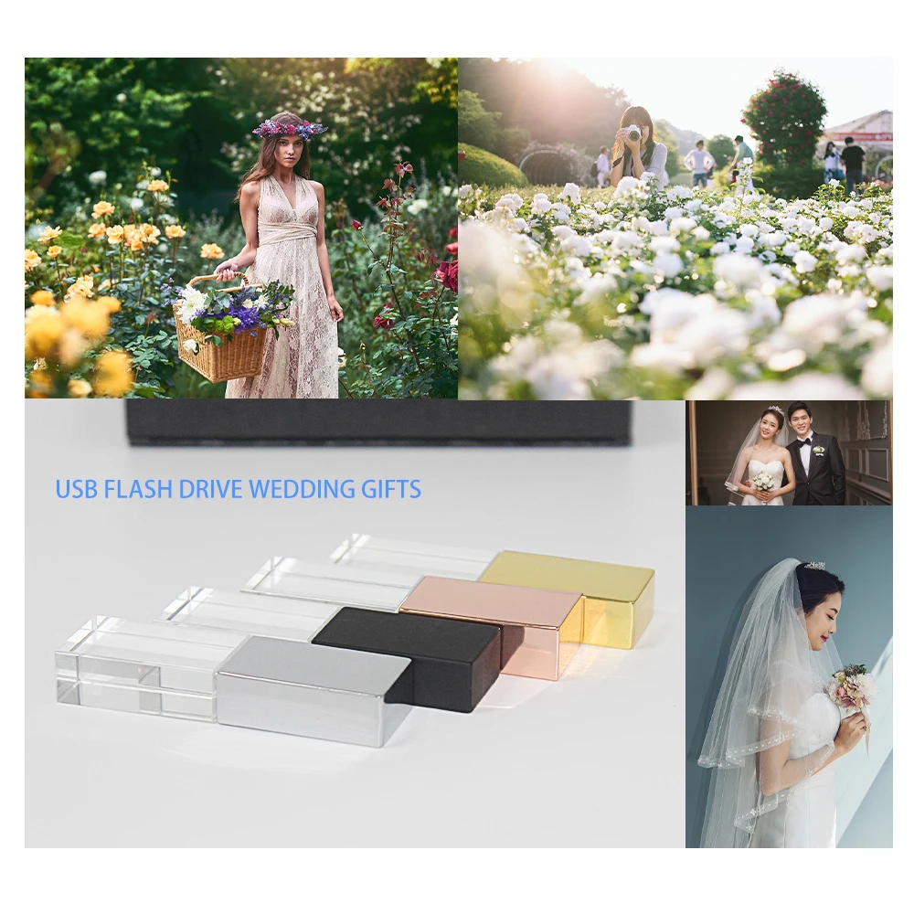 10 個ロットクリスタル USB フラッシュドライブ 128 - Photography Of Memories のレビューと価格
