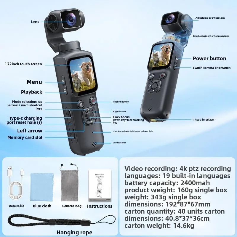 4K HJD05 ポケット3カメラ 330付き °   顔追 - Photography Term のレビューと価格