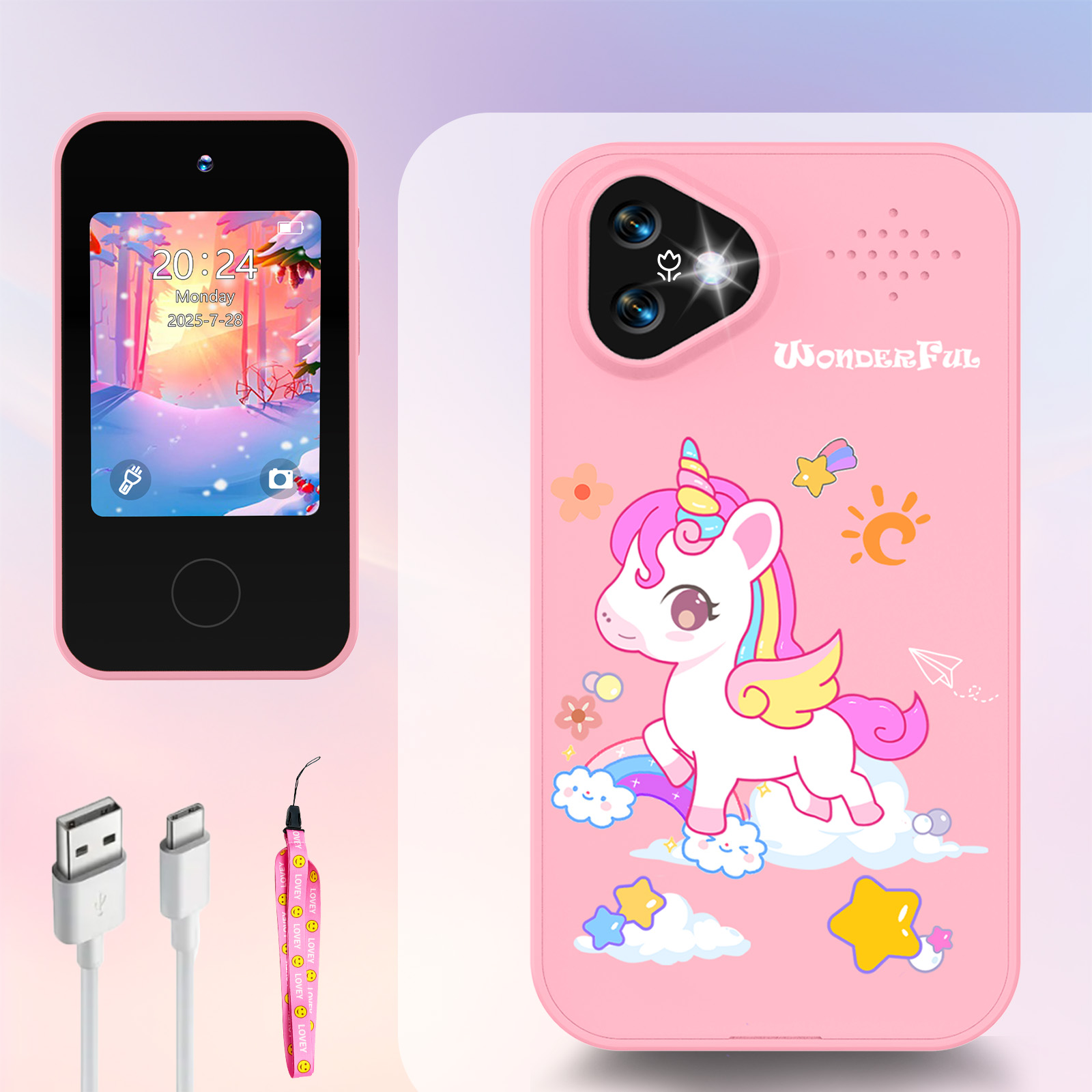 ユニコーンキッズスマートフォンカメラおもちゃタッチスクリーン - Photograph Mp3 のレビューと価格