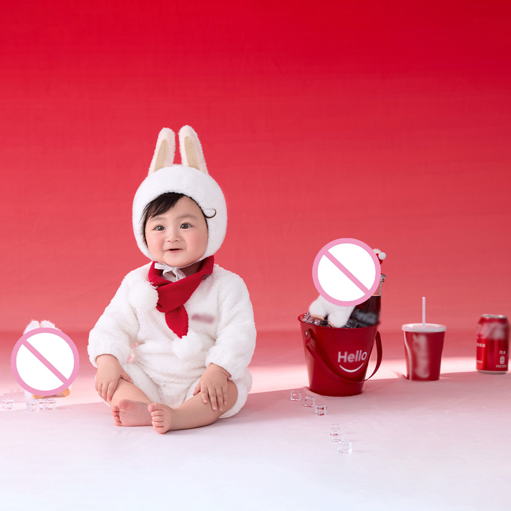 赤ちゃんの100日記念写真撮影用衣装 ホワイトプラッシュバニ - Photography Of Memories のレビューと価格