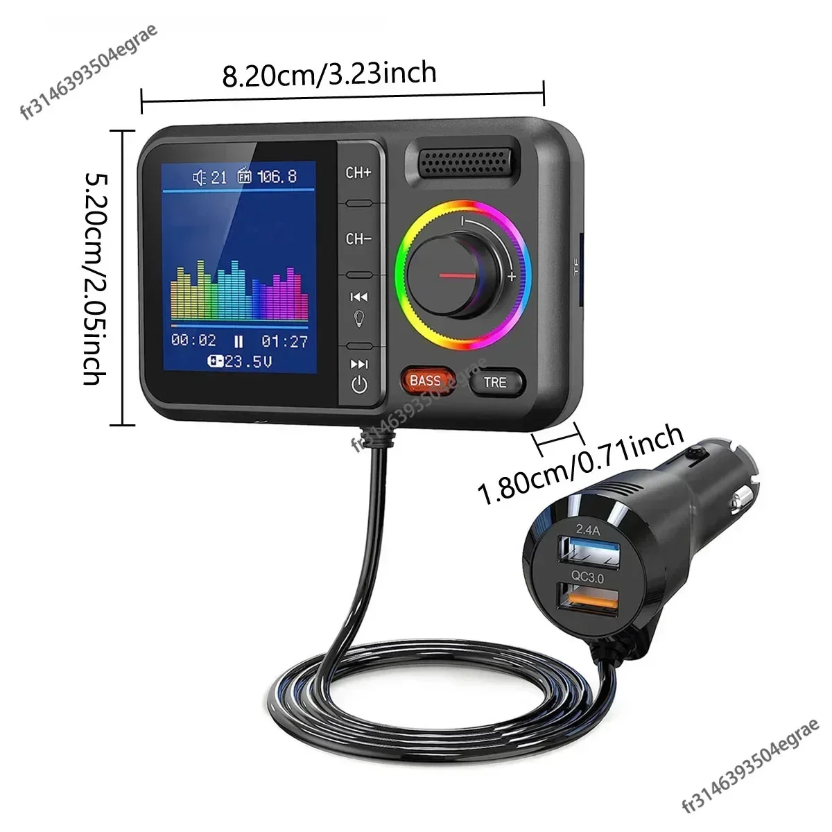 大型カラースクリーン搭載ワイヤレスFMトランスミッター 2. - Photograph Mp3 のレビューと価格