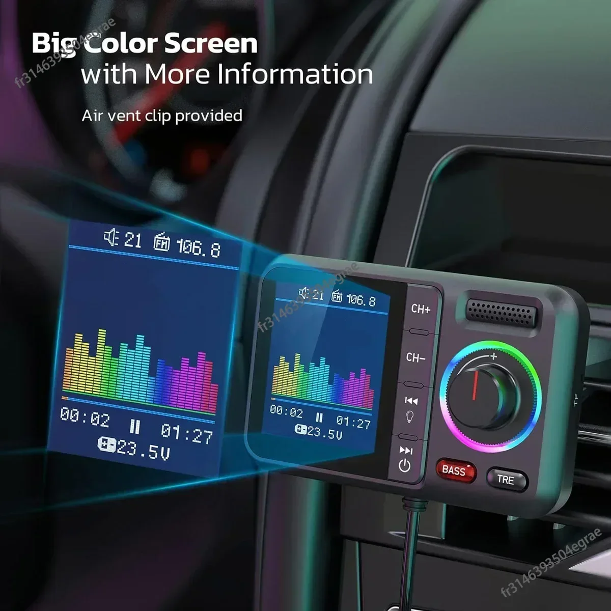 大型カラースクリーン搭載ワイヤレスFMトランスミッター 2. - Photograph Mp3 のレビューと価格